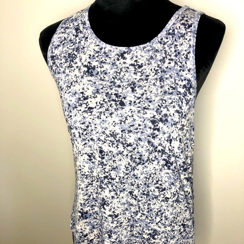 Athleta racerback blue white workout top small